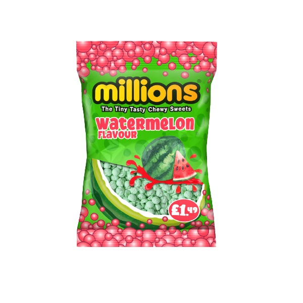 Millions Watermelon Hanging Bags PM £1.49 110g pack shot