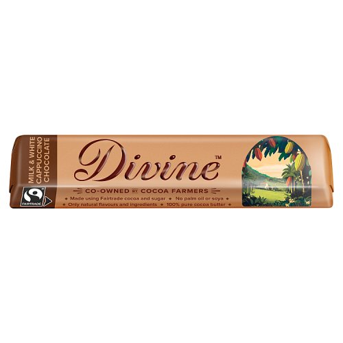 Divine Milk & White Chocolate Cappuccino Bar 35g pack shot