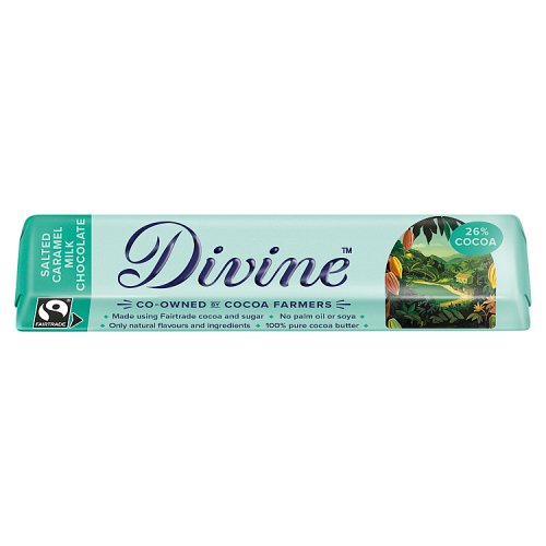 Divine Salted Caramel Chocolate Bar 35g pack shot