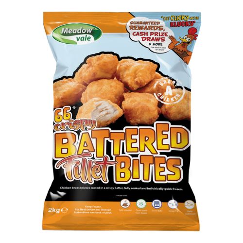 Meadow Vale Battered Chicken Bites 2kg pack shot