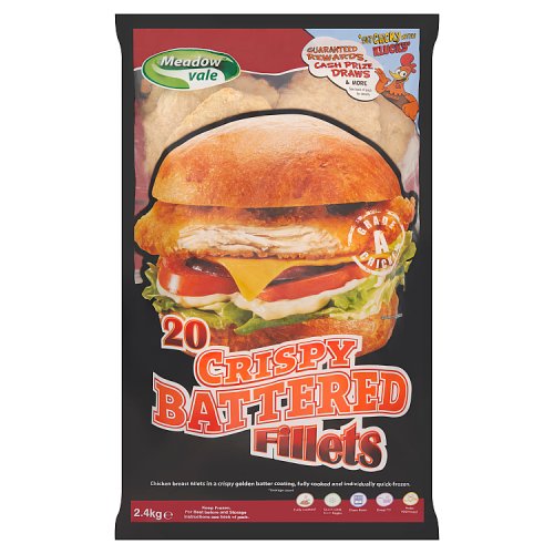 Meadow Vale Battered Crispy Chicken Fillets 2.5kg pack shot