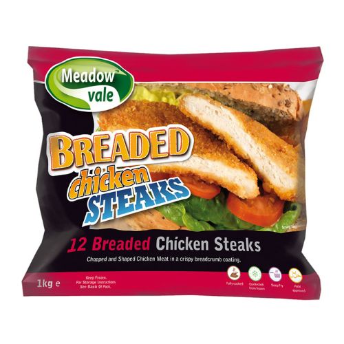 Meadow Vale Breaded Chicken Steaks 1kg pack shot
