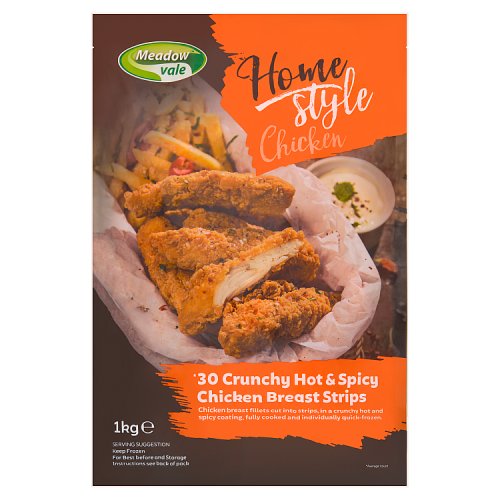 Meadow Vale Hot & Spicy Chicken Breast Strips 1kg pack shot