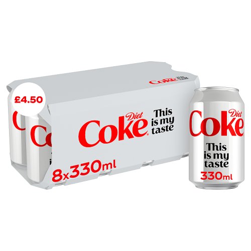 Diet Coke Can 8pk (8 x 330ml) PM £3.39 pack shot