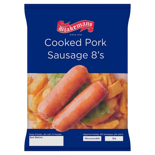 Blakemans 8 Cooked Pork Sausages 2kg pack shot