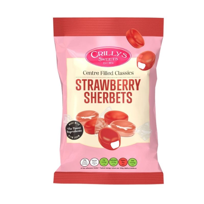 Crillys Strawberry Sherbets 100g pack shot