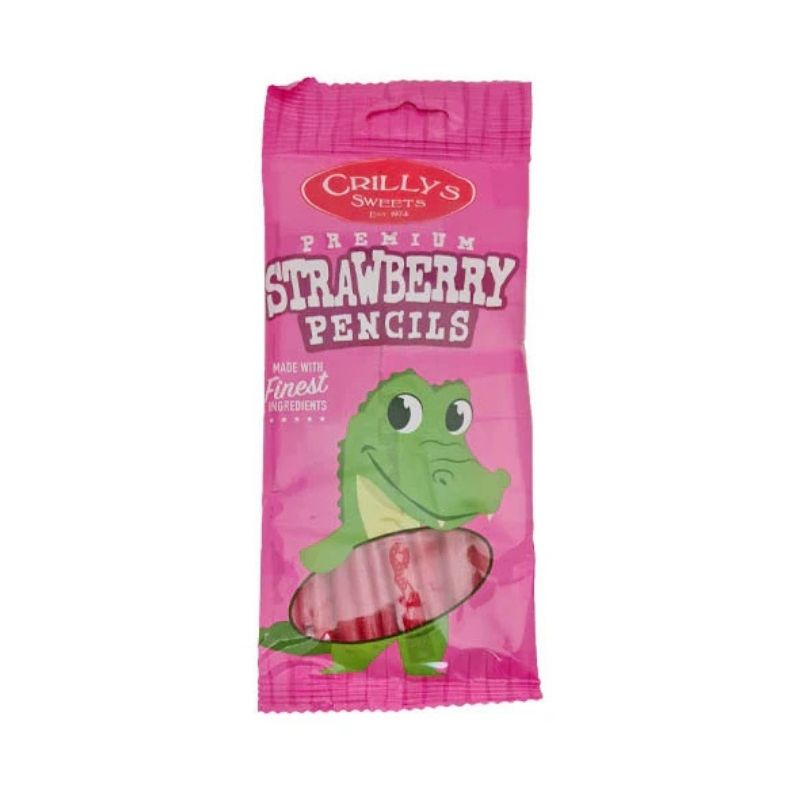 Crillys Strawberry Pencils 100g pack shot