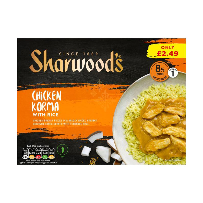 Sharwoods Chicken Korma 375g PM £2.49 pack shot