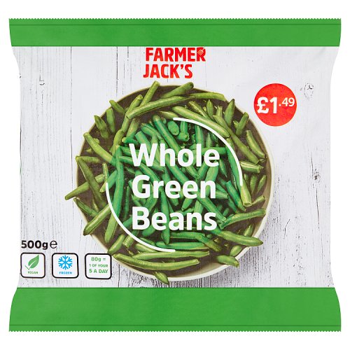 Farmer Jacks Whole Green Beans PM £1.49 500g pack shot
