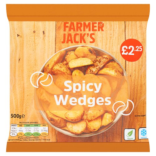 Farmer Jacks Spicy Wedges PM £2.25 500g pack shot