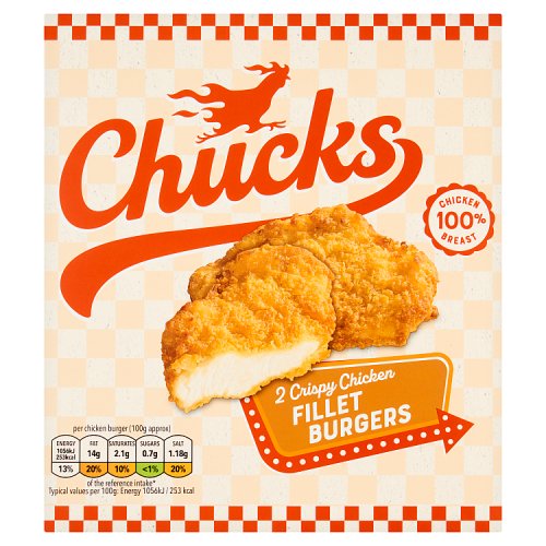 Chucks Crispy Chicken Fillet Burger 230g pack shot