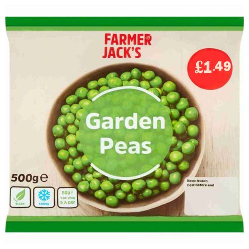 Farmer Jacks Garden Peas PM £1.59 500g pack shot