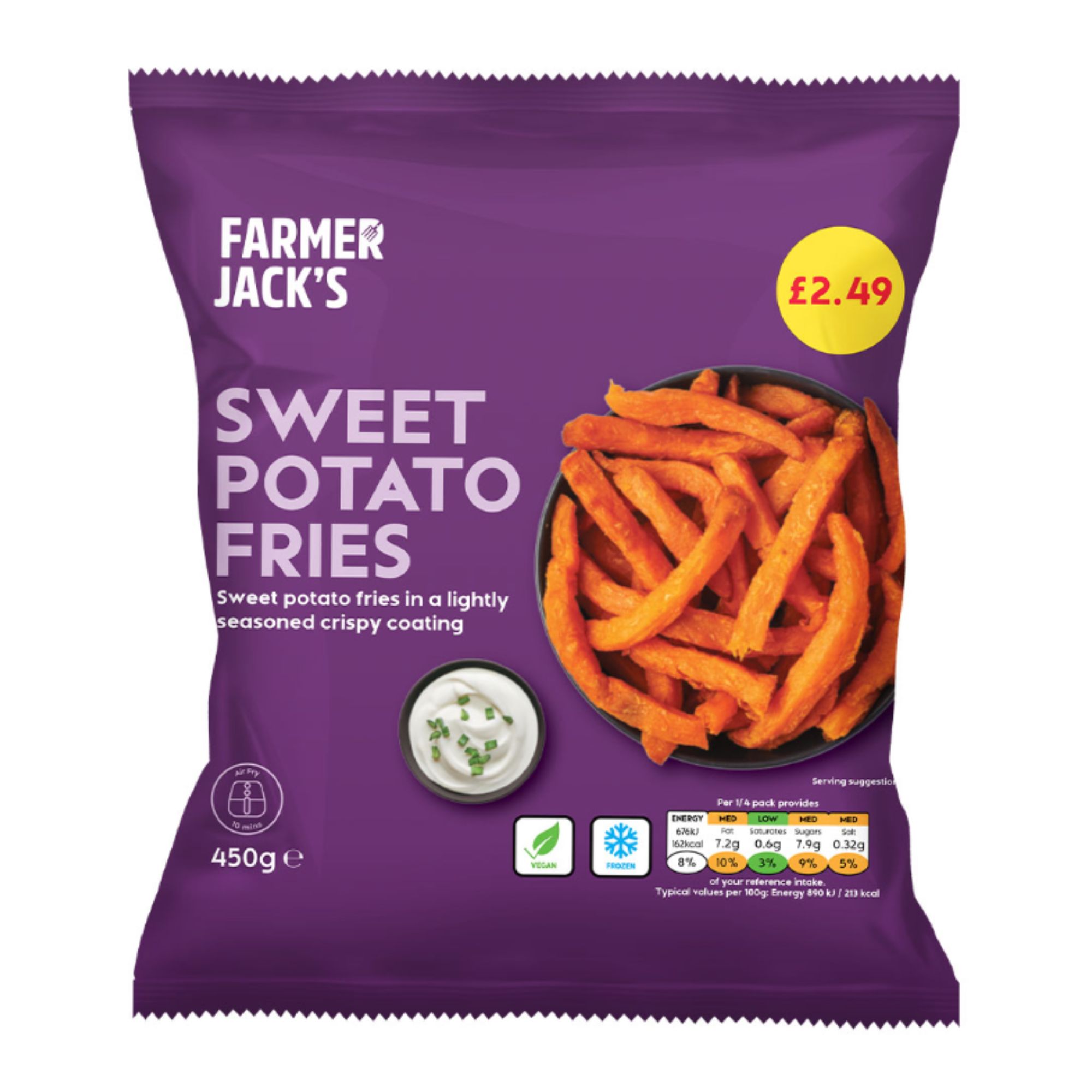 Farmer Jacks Sweet Potato Fries PM £2.49 450g pack shot
