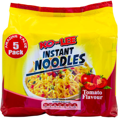 KO LEE Noodles Tomato 5pk (5 x 70g) 350g pack shot