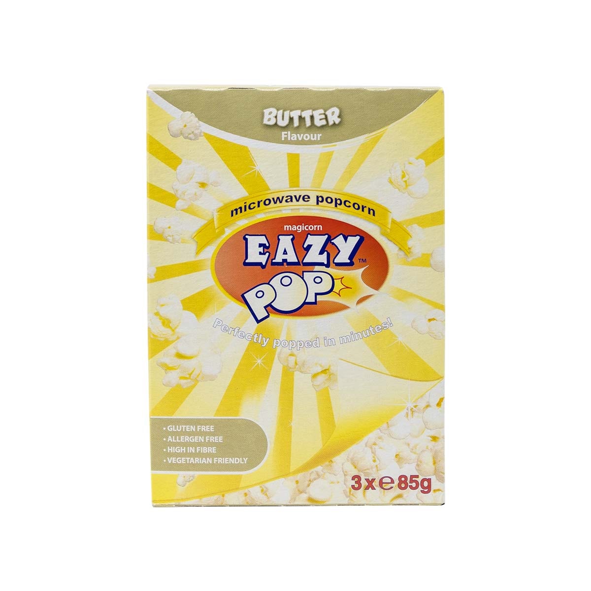 Eazy Pop Microwave Popcorn Butter 3pk (3 x 85g) 255g pack shot