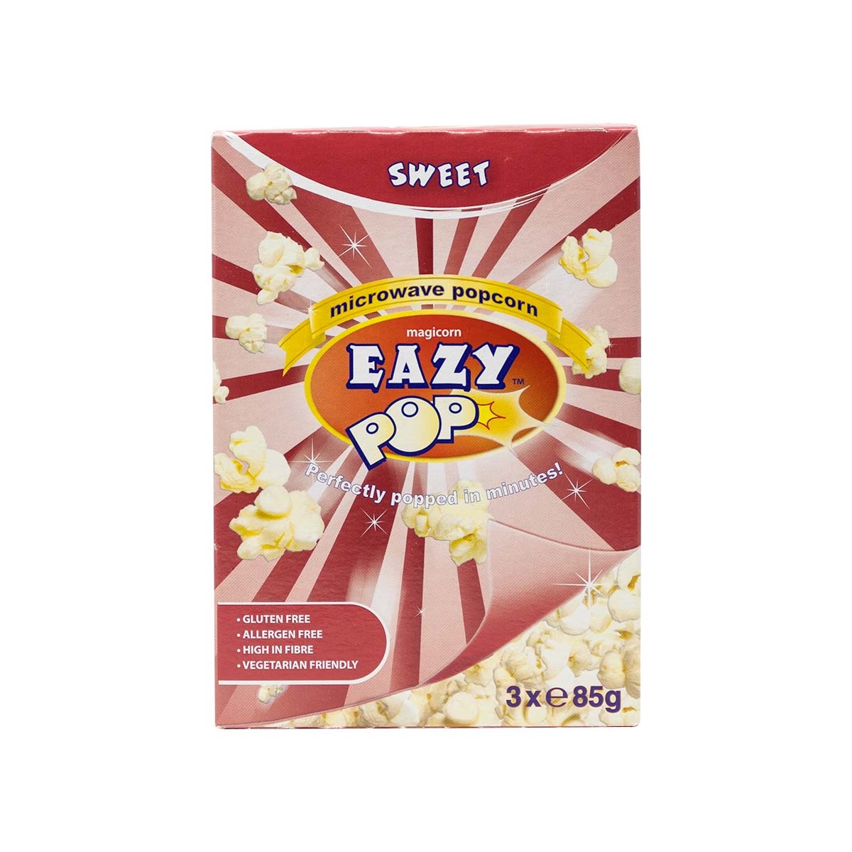 Eazy Pop Microwave Popcorn Sweet & Salty 3pk (3 x 85g) 255g pack shot