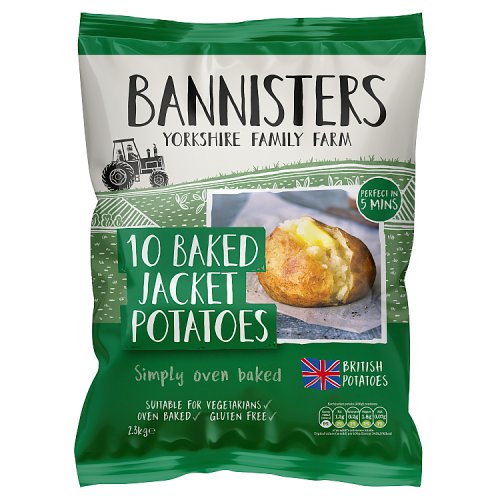 Bannisters 10 Ready Cooked Jacket Potatoes 240g pack shot