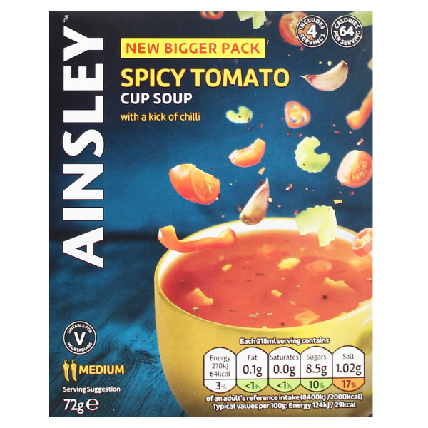 Ainsley Harriott Cup Soup Spicy Szechuan Tomato 4pk 92g pack shot