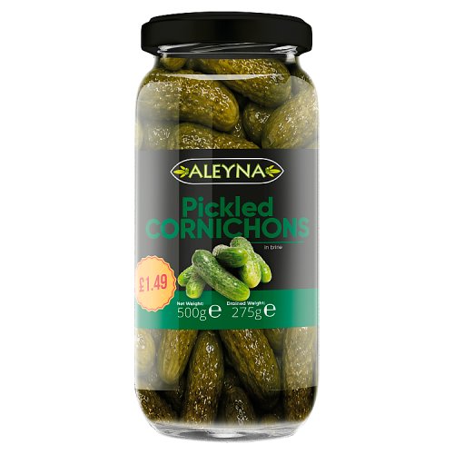 Aleyna Cornichons 500g PM £1.49 pack shot
