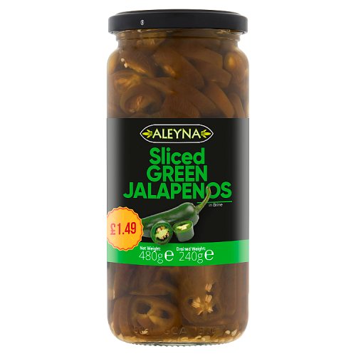 Aleyna Sliced Green Jalapenos 480g PM £1.49 pack shot