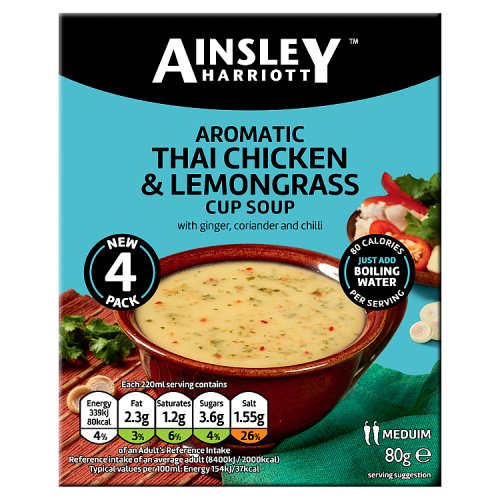 Ainsley Harriott Cup Soup Thai Chicken & Lemongrass 4pk 92g pack shot