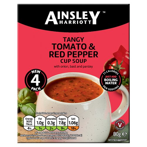 Ainsley Harriott Cup Tomato & Roasted Red Pepper 4pk 92g pack shot