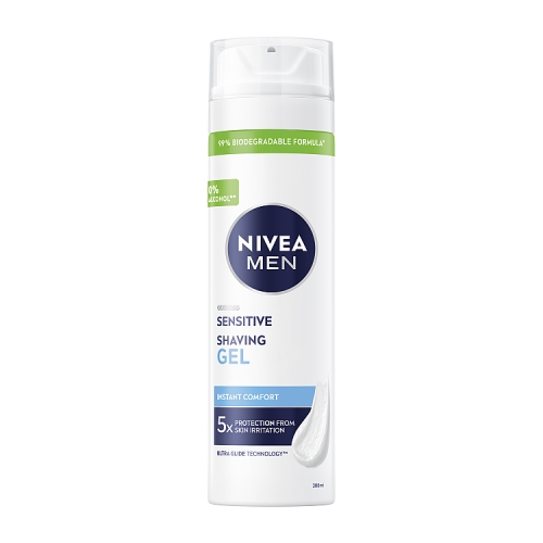 Nivea Men Sensitive Shave Gel* 200ml pack shot