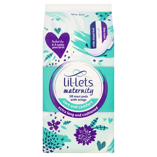 Lil-Lets Maternity Maxi Pads with Wings 10s pack shot