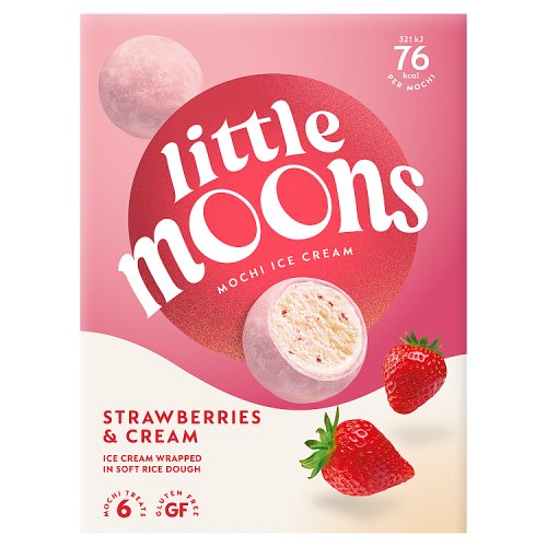 Little Moons Strawberries & Cream Mochi Ice Cream 6pk pack shot