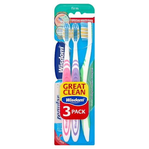 Wisdom Regular Fresh Firm Toothbrush 3s pack shot