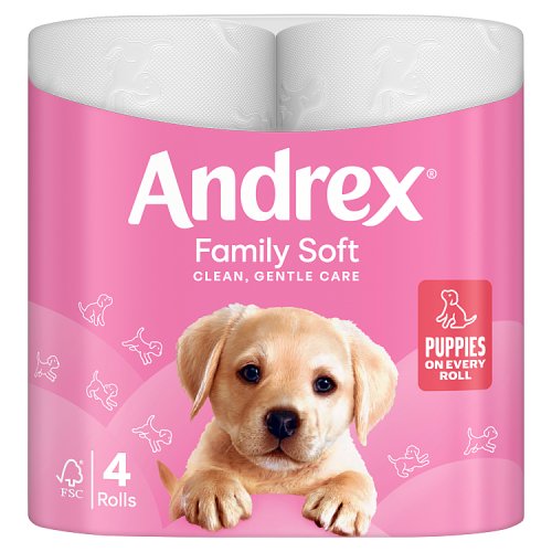Andrex Family Soft Toilet Tissue 4s pack shot