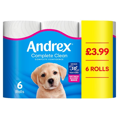 Andrex Complete Clean PM £3.99 6s pack shot