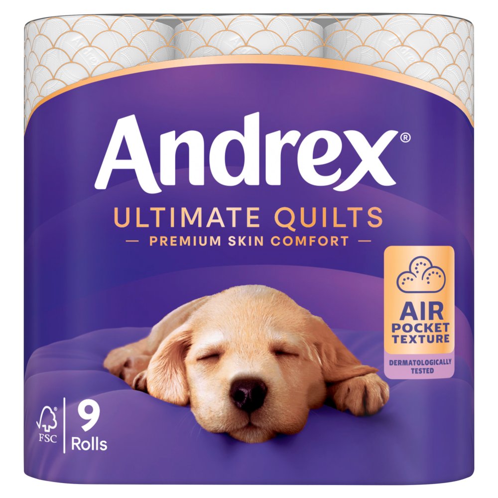 Andrex Toilet Tissue Ultimate Quilt 9s (9 x 155 Sheets) pack shot