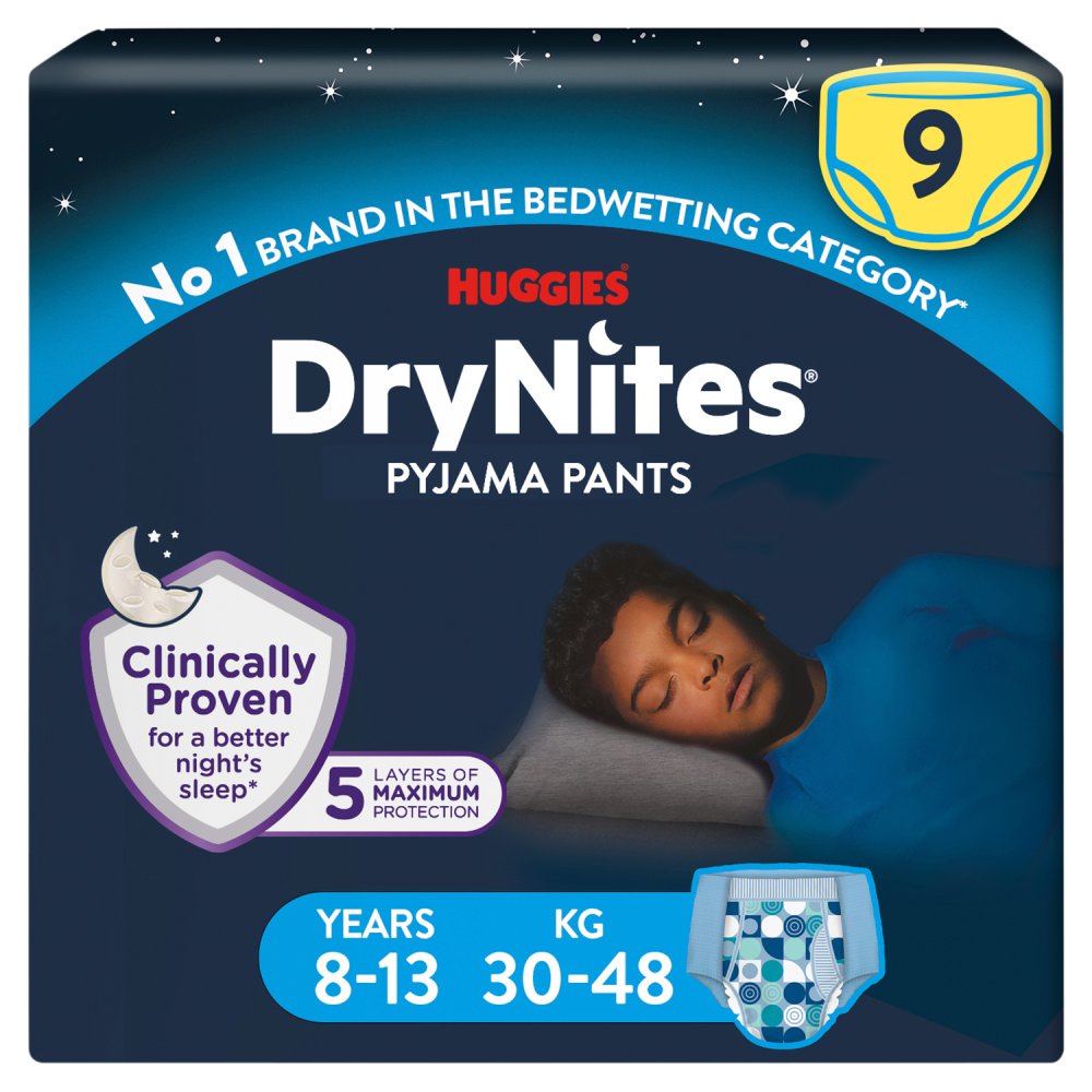 Huggies Dry Nites Boy (8 - 13 Years) 9s pack shot