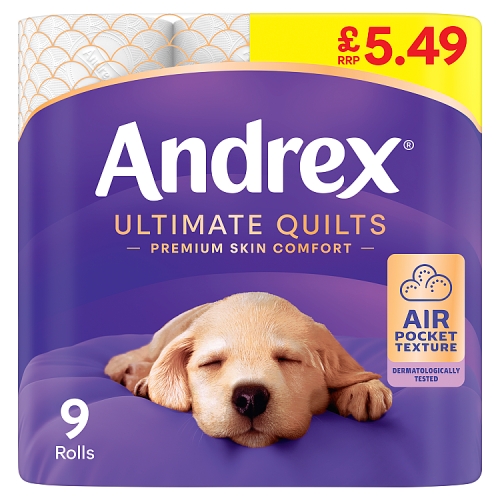 Andrex Ultimate Quilt Roll 9s (9 x 155 Sheets) PMP pack shot