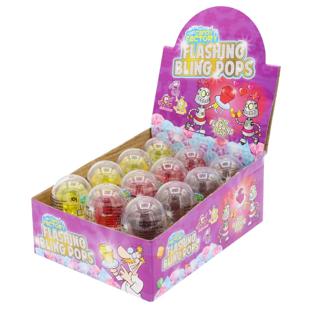 Crazy Candy Factory Flashing Bling Pops 10g pack shot