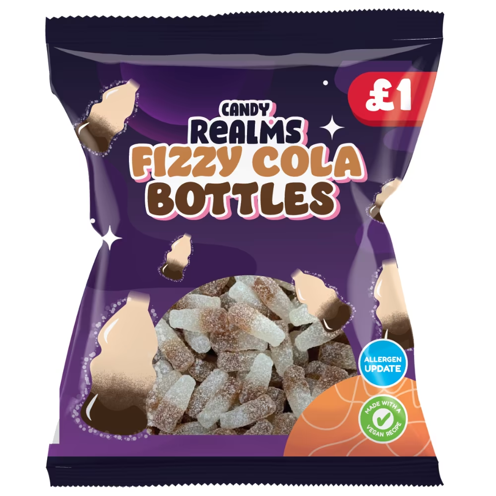 Candy Realms Fizzy Cola Bottles Bag 160g PM £1 pack shot