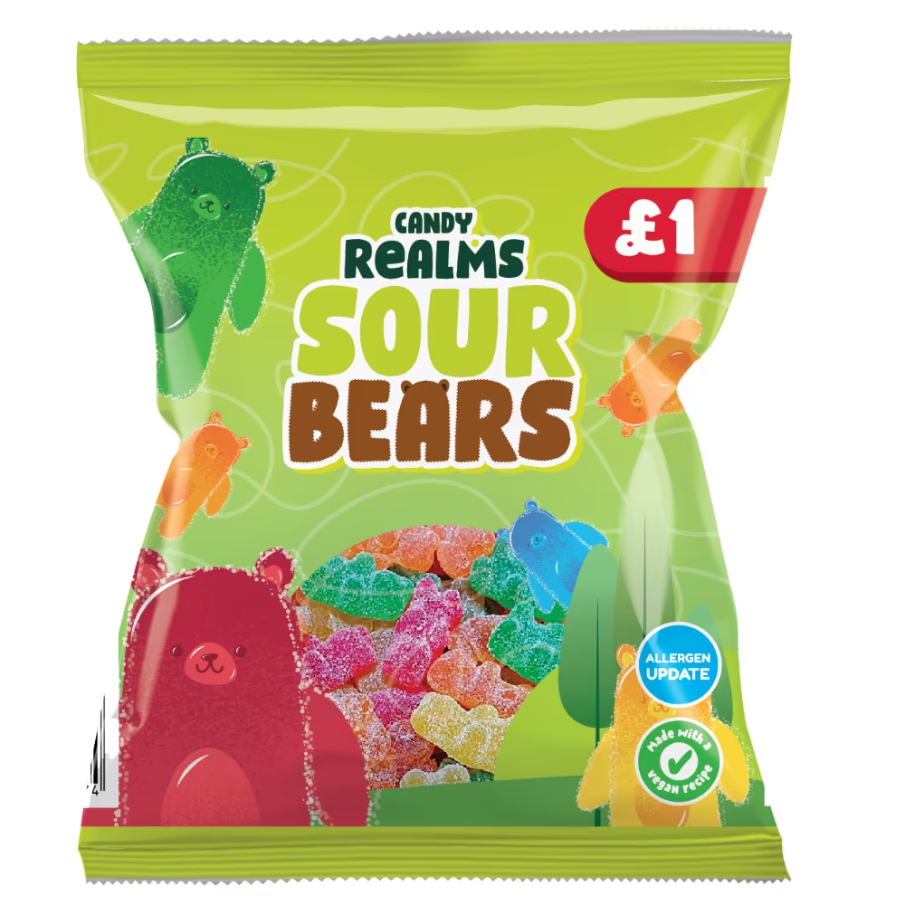 Candy Realms Sour Bears Bag 160g PM £1 pack shot