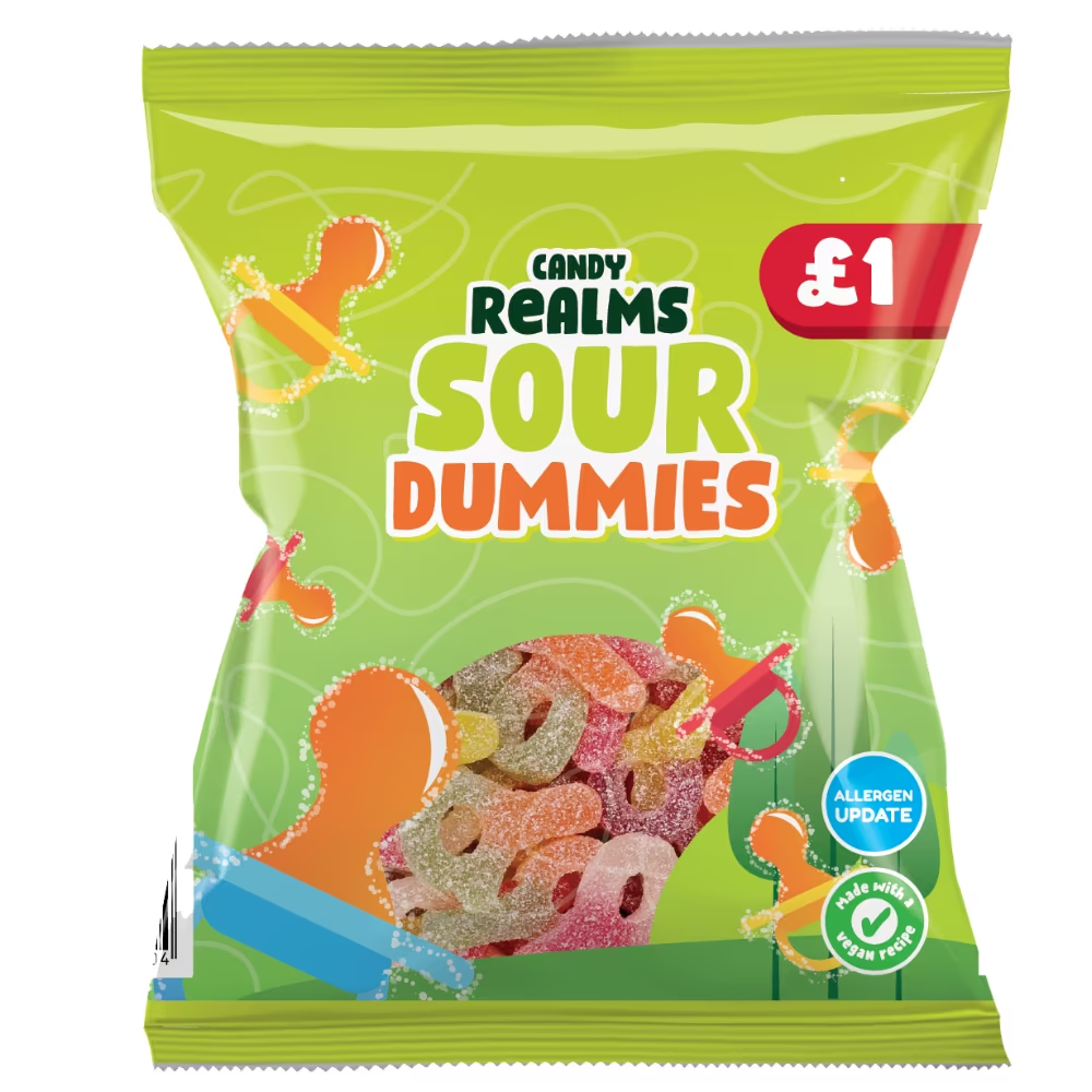 Candy Realms Sour Dummies Bag 160g PM £1 pack shot