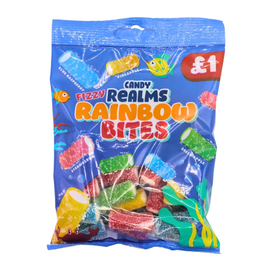 Candy Realms Fizzy Rainbow Bites Bag 160g PM £1 pack shot