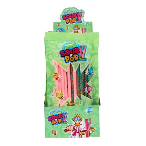 Crazy Candy Factory Sour N Pop Straws Mixed 80g pack shot
