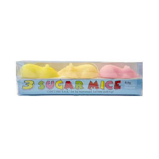 Boynes Sugar Mice Assorted 3pk 60g pack shot