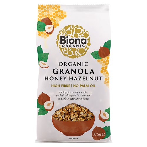 Biona Organic Granola Honey Hazelnut 375g pack shot