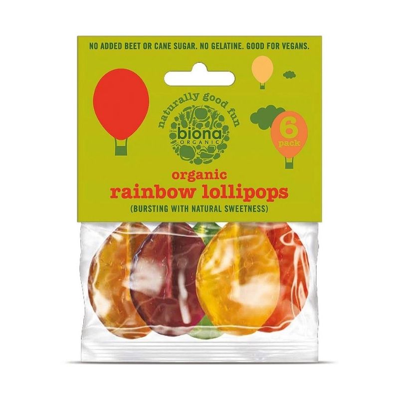Biona Organic Rainbow Lollipops NAS 6pk pack shot
