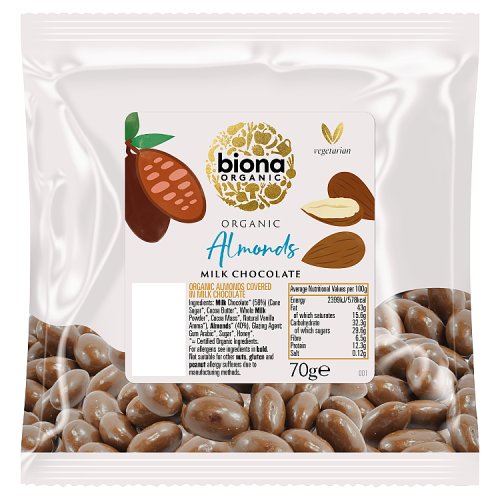 Biona Organic Almonds Milk Chocolate 70g pack shot