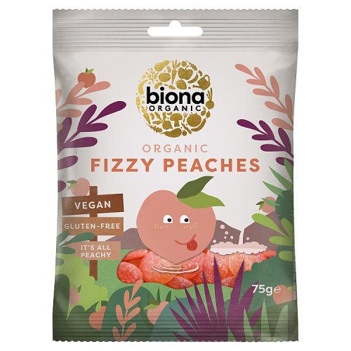 Biona Organic Fizzy Peaches 75g pack shot