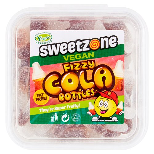 Sweetzone Vegan Fizzy Cola Bottles Tubs 170g pack shot