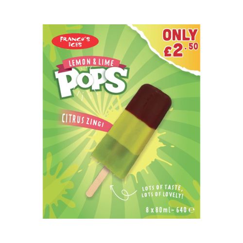 Francos Ices Lemon & Lime Pops PM £2.50 8pk pack shot
