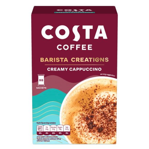 Costa Coffee Sachets Creamy Cappuccino 6s (6 x 17g) pack shot