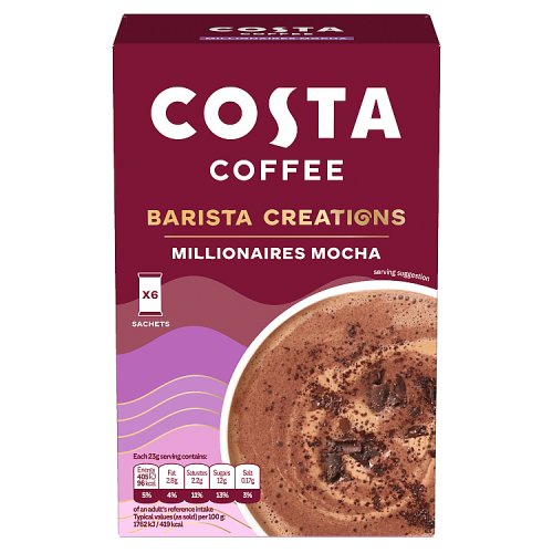 Costa Coffee Sachets Millionaires Mocha 6s (6 x 23g) pack shot